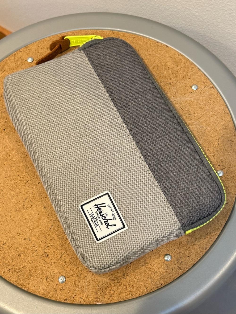 Herschel Supply Company Gray Mini iPad Sleeve with Neon Yellow Trim